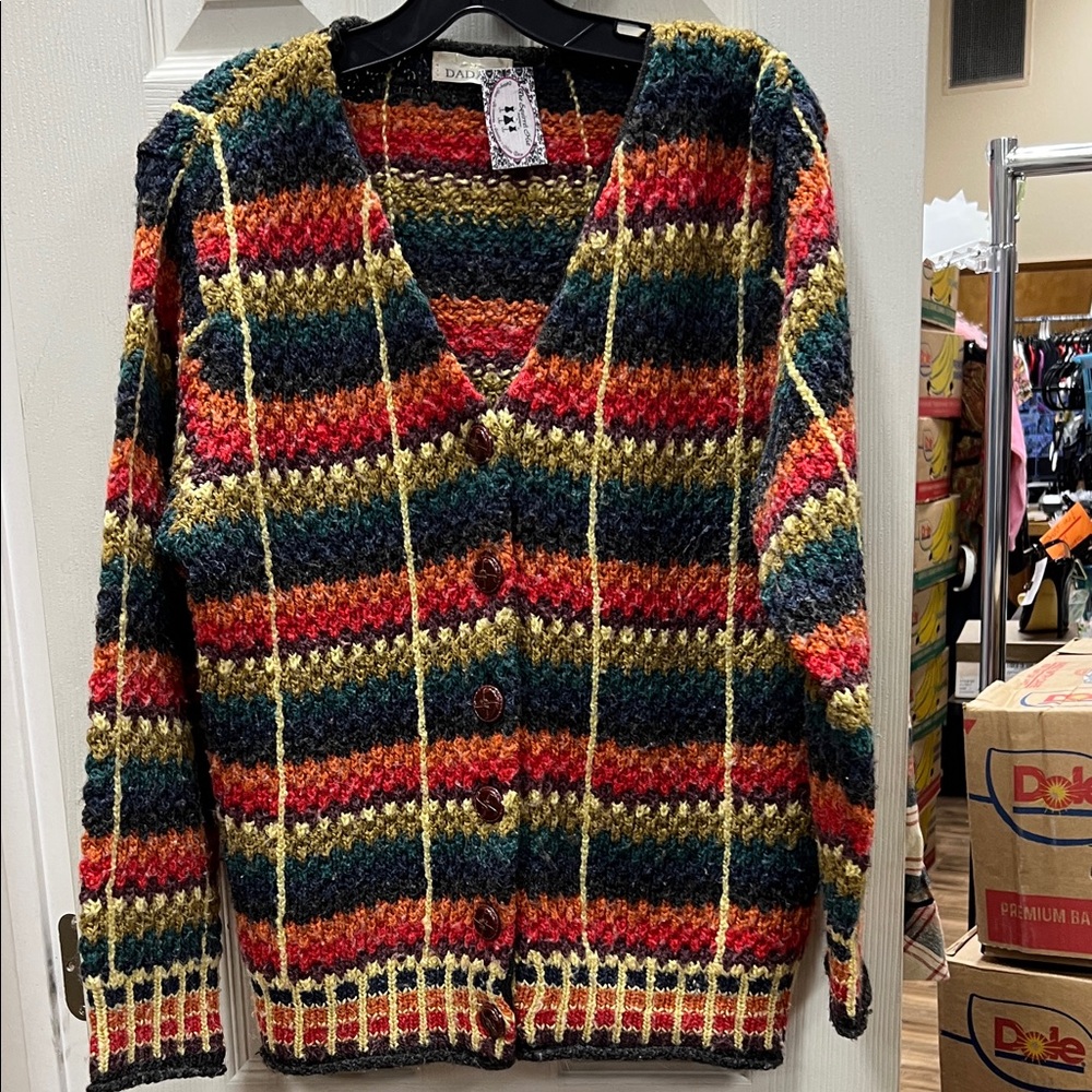 DADADI | Italy VINTAGE wool multi-colored button front cardigan